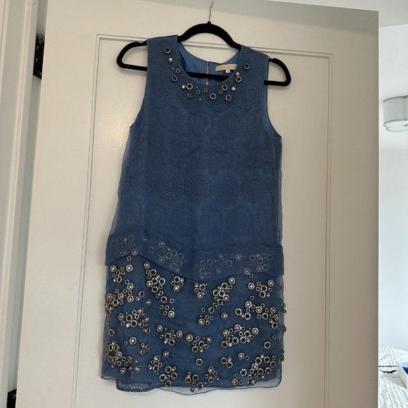 Vanessa Bruno Mini Dress Ring and Crytal Embellished Sz 38 in Blue - Picture 3 of 11